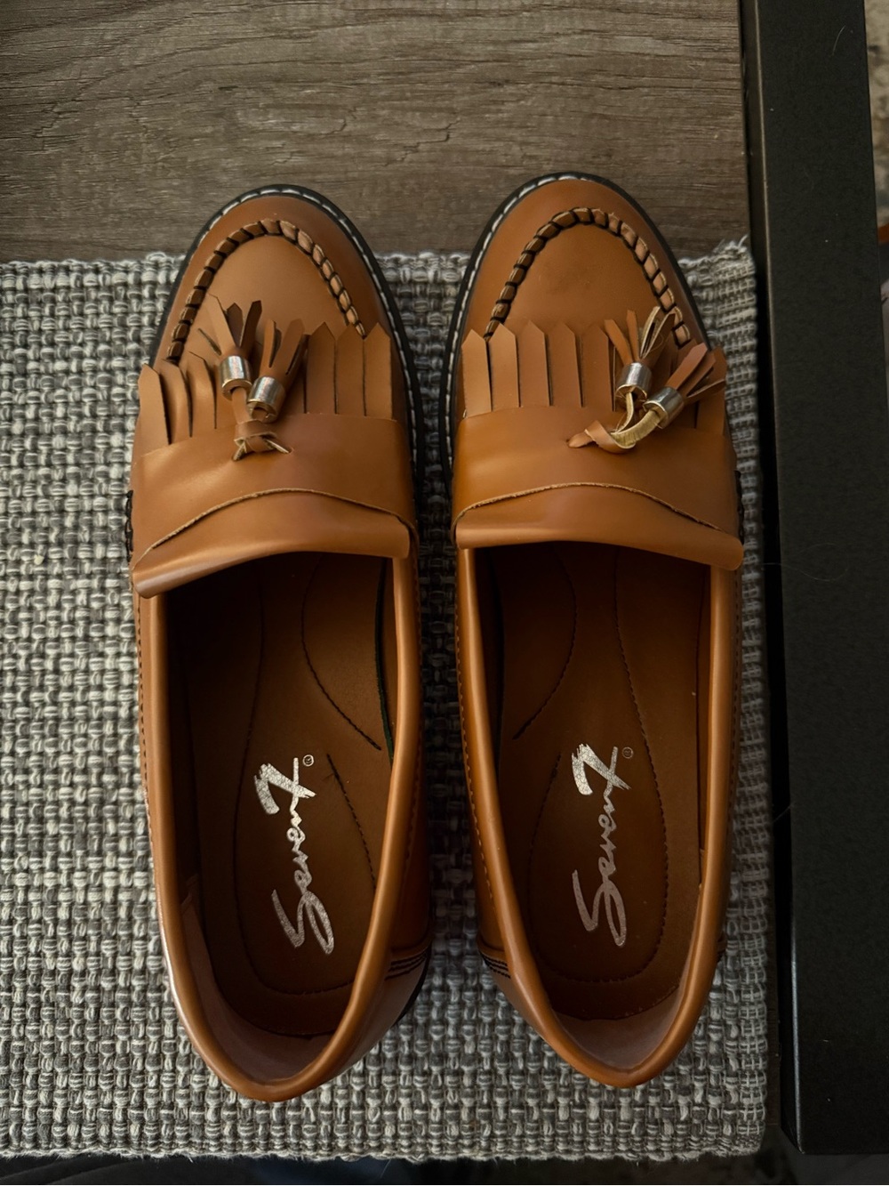 Tan Leather Tassel Loafers